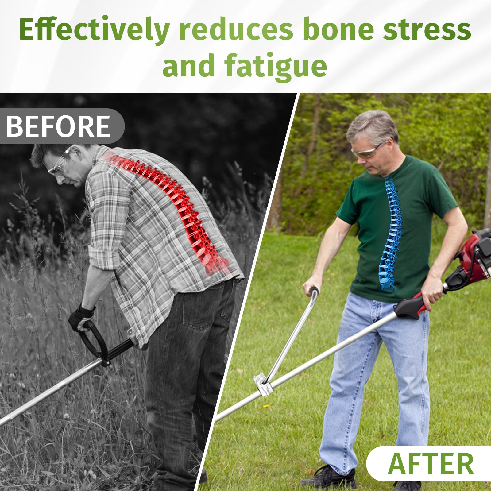 Asxevn weed eater handle with adjustable shoulder strap reduces fatigue
