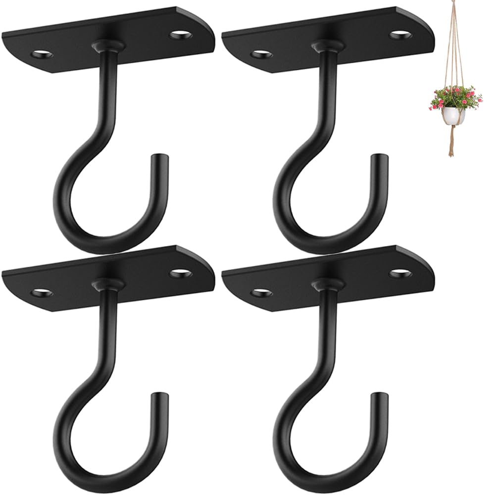 ASZUNE ceiling hook 2.5in black plant hanger for durable indoor displays
