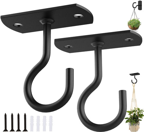 ASZUNE ceiling hook in action holding a planter for indoor or outdoor use.