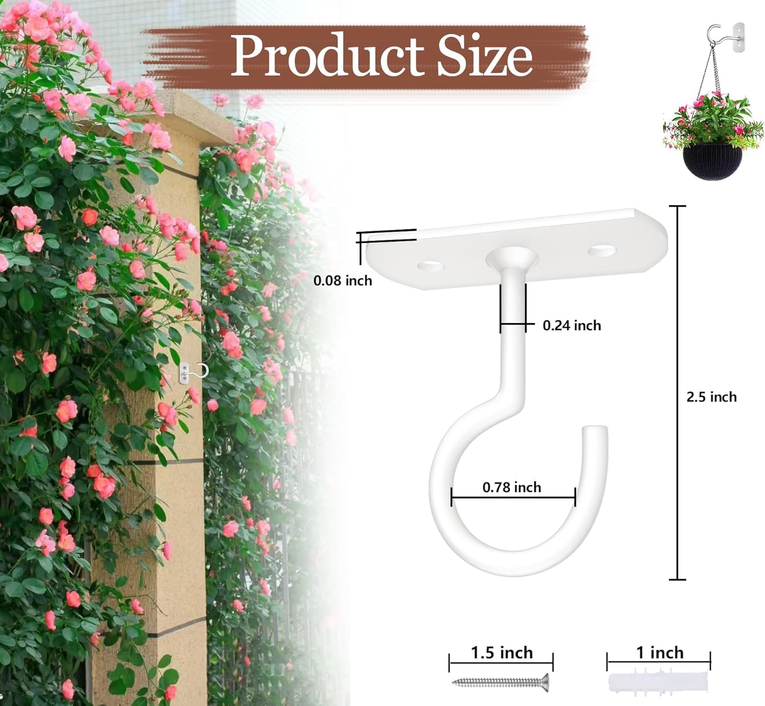 ASZUNE ceiling hook closeup white showcases sturdy metal construction for durable use