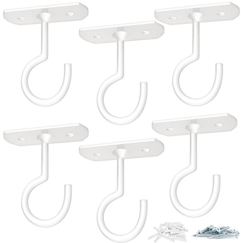 ASZUNE ceiling hooks 6-pack white for versatile indoor or outdoor hanging up to 50 lbs
