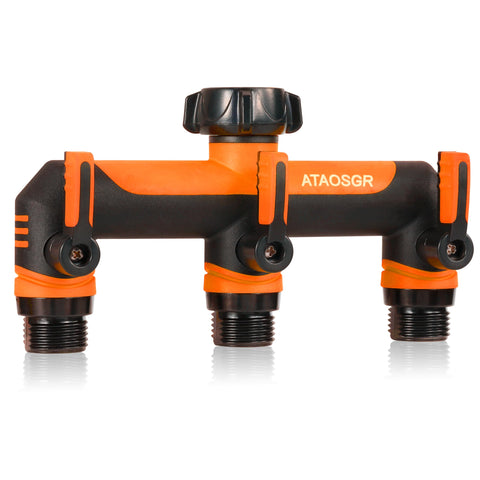 ATAOSGR garden hose splitter 3-way orange enables versatile watering tasks