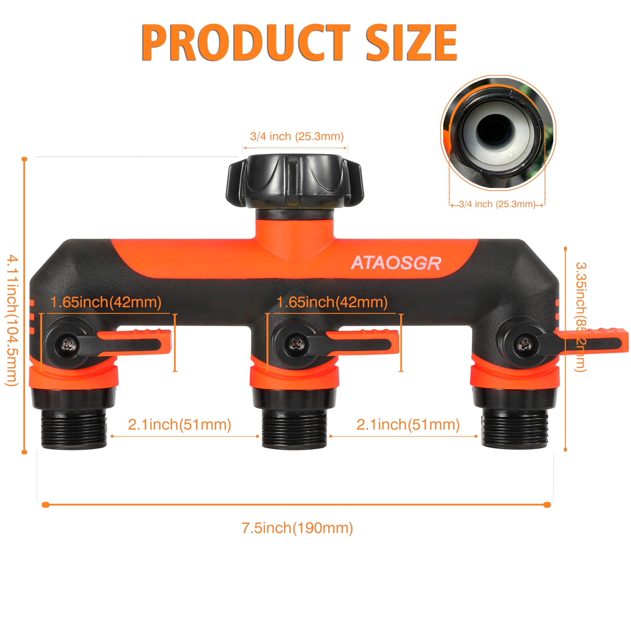 ATAOSGR outdoor faucet adapter 3 ports for simultaneous irrigation