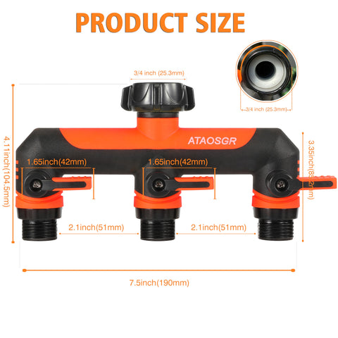 ATAOSGR outdoor faucet adapter 3 ports for simultaneous irrigation