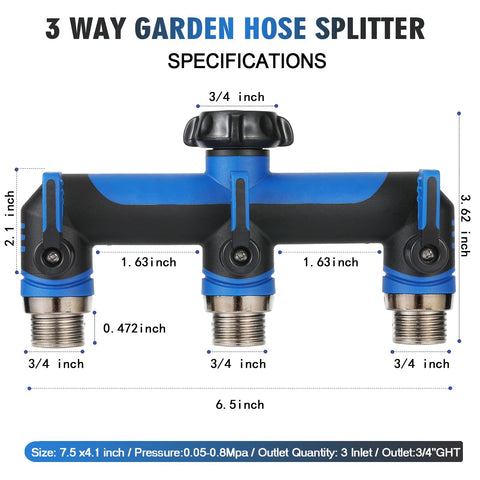 ATAOSGR three-way hose splitter shows side ports for simultaneous connections