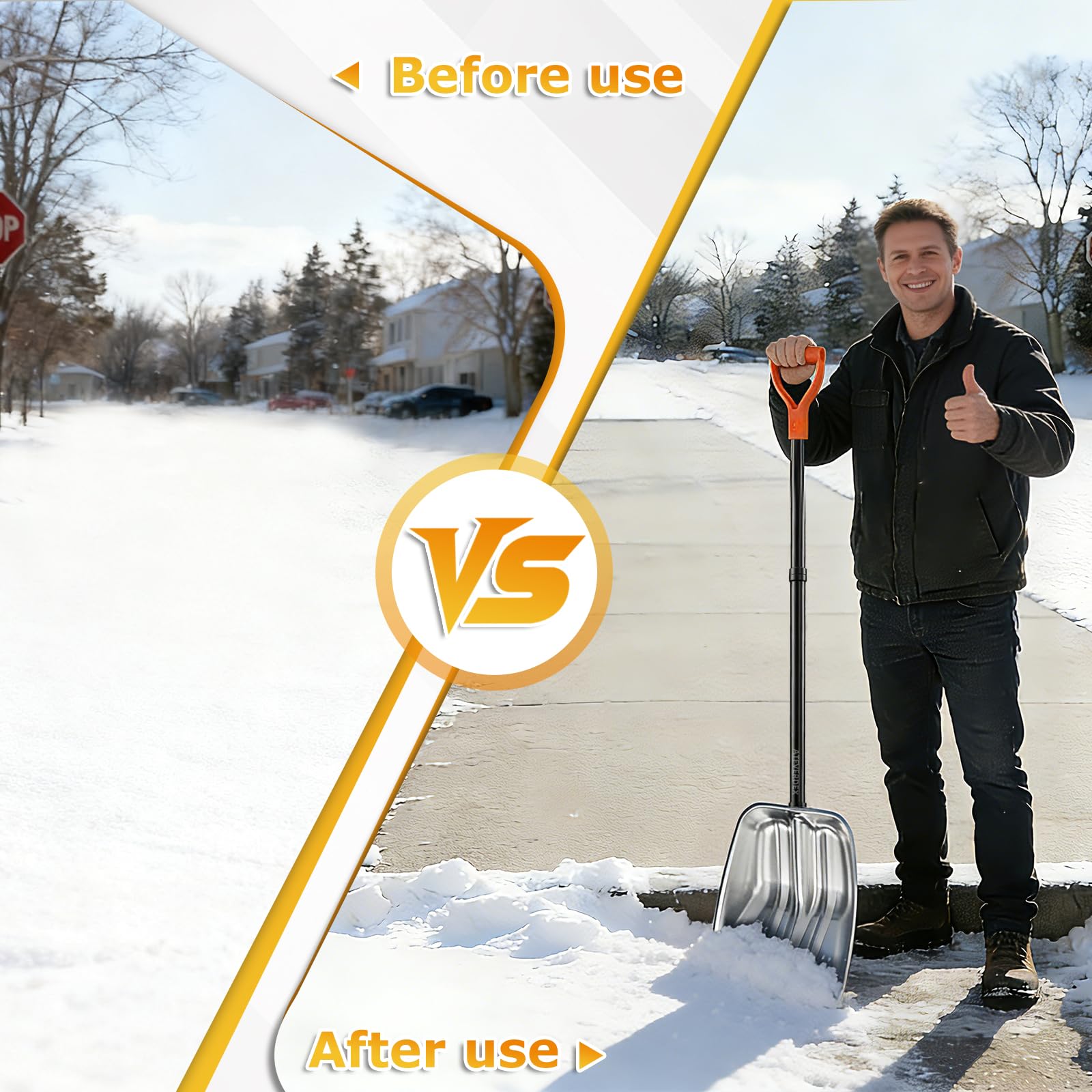 ATFVERDEX lightweight and portable snow shovel easy to store after use.