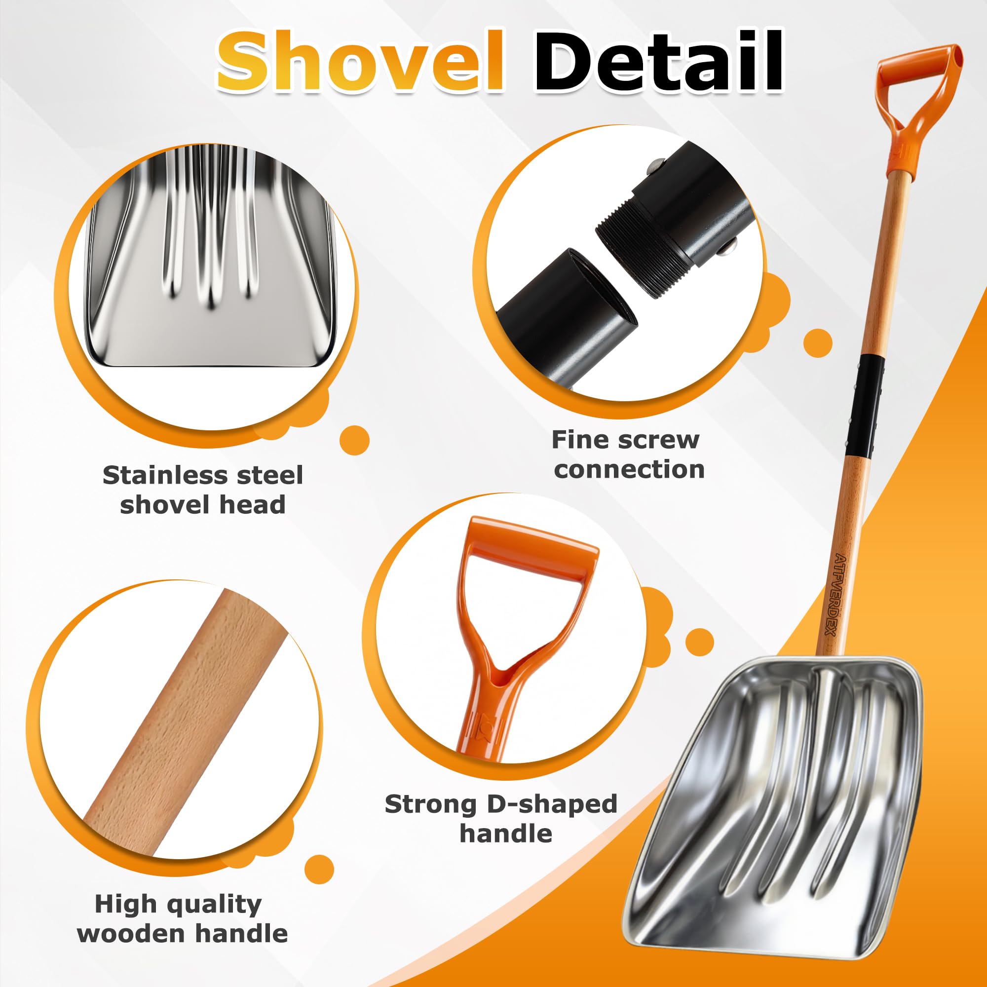 ATFVERDEX scoop shovel with D-shaped handle for secure grip