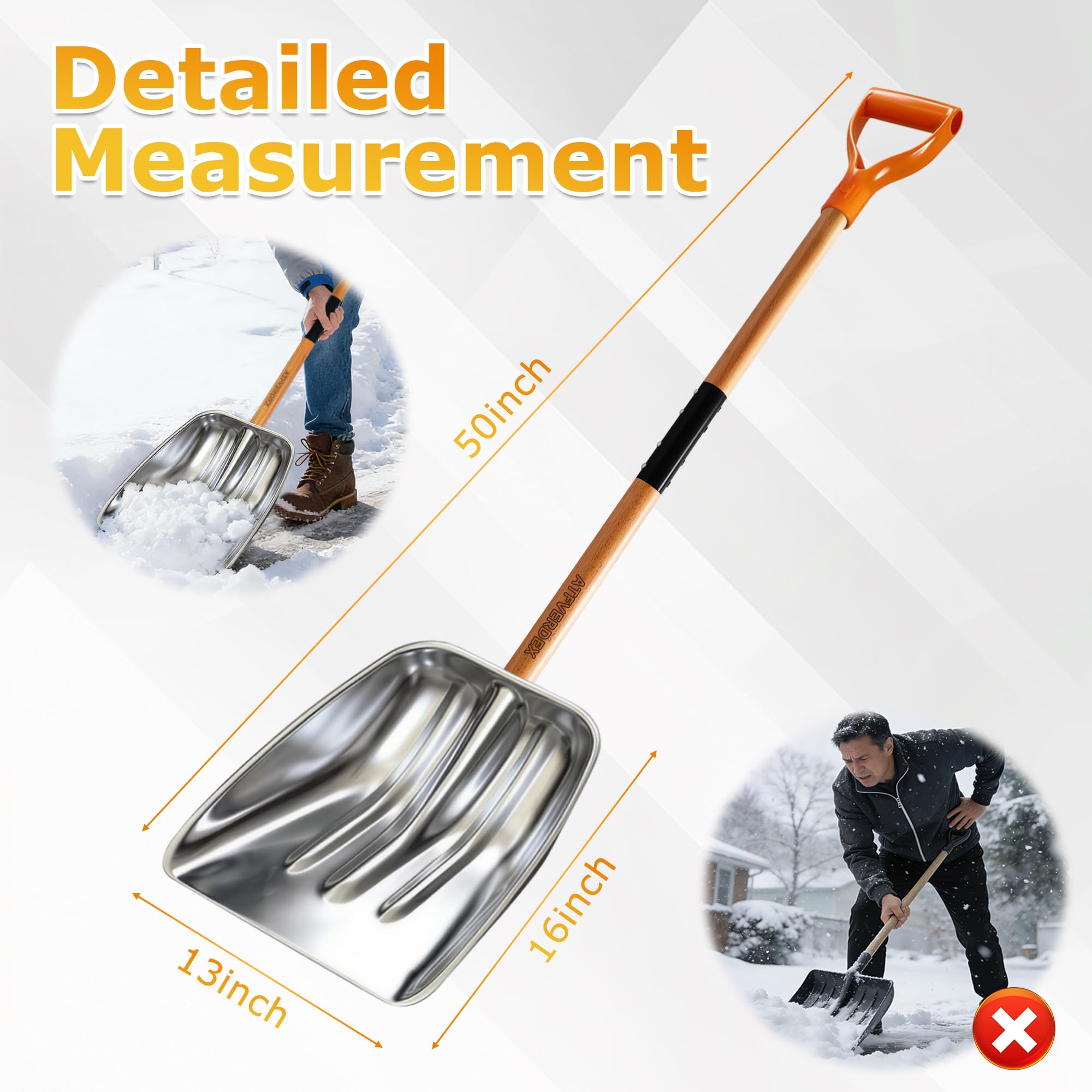 ATFVERDEX lightweight yet durable snow shovel for year-round use