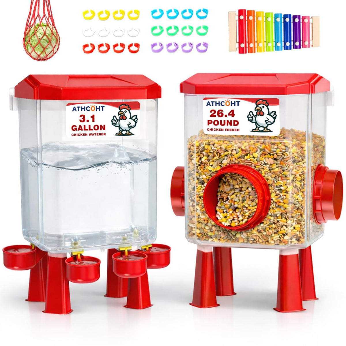 ATHCOHT large feeder-waterer set during assembly for a tidy coop workflow