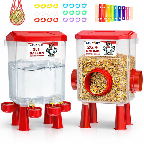 ATHCOHT large feeder-waterer set during assembly for a tidy coop workflow