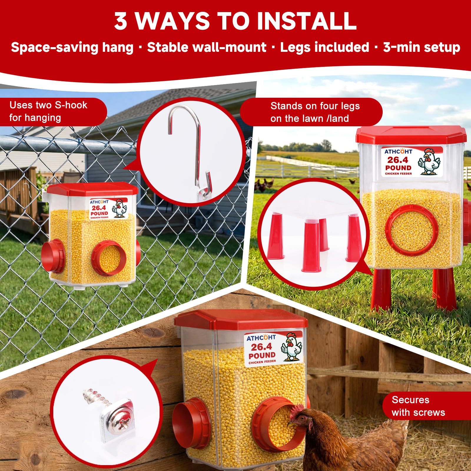 ATHCOHT three installation options for flexible placement