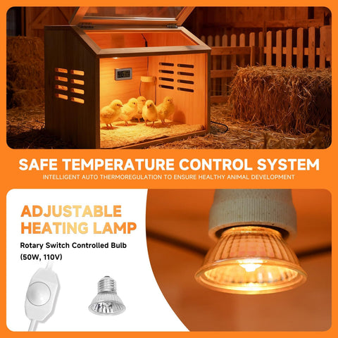 ATHCOHT Two 50W heating bulbs ensure steady warmth for cooler mornings.