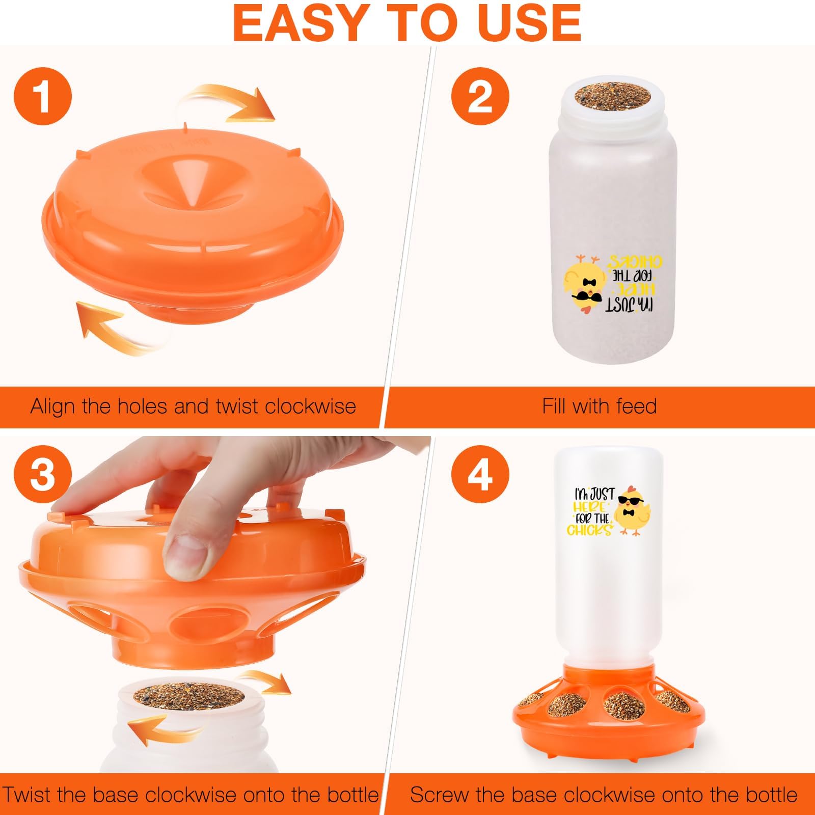 ATHCOHT universal poultry setup fits brooders, cages, and outdoor runs.