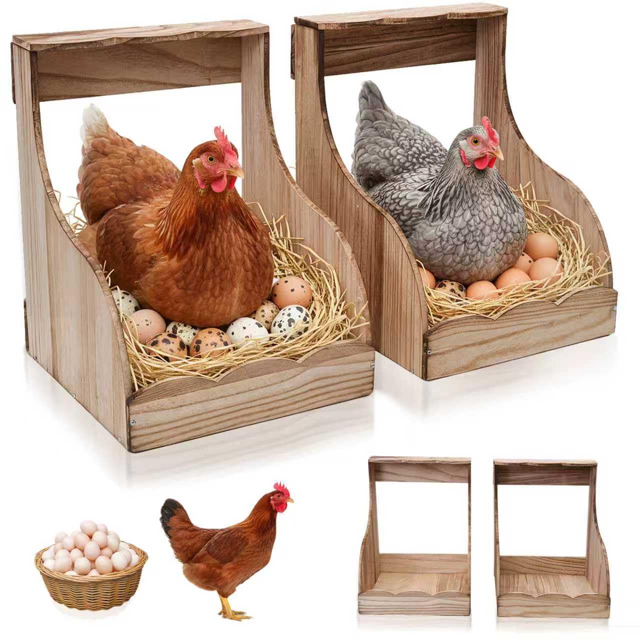 ATHCOHT wooden nesting box wall mount for easy egg collection and airflow.