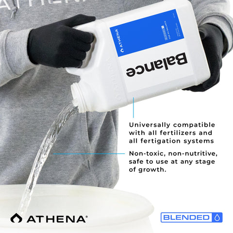 Athena Blended Balance clear formula shown as clog-free for lines.