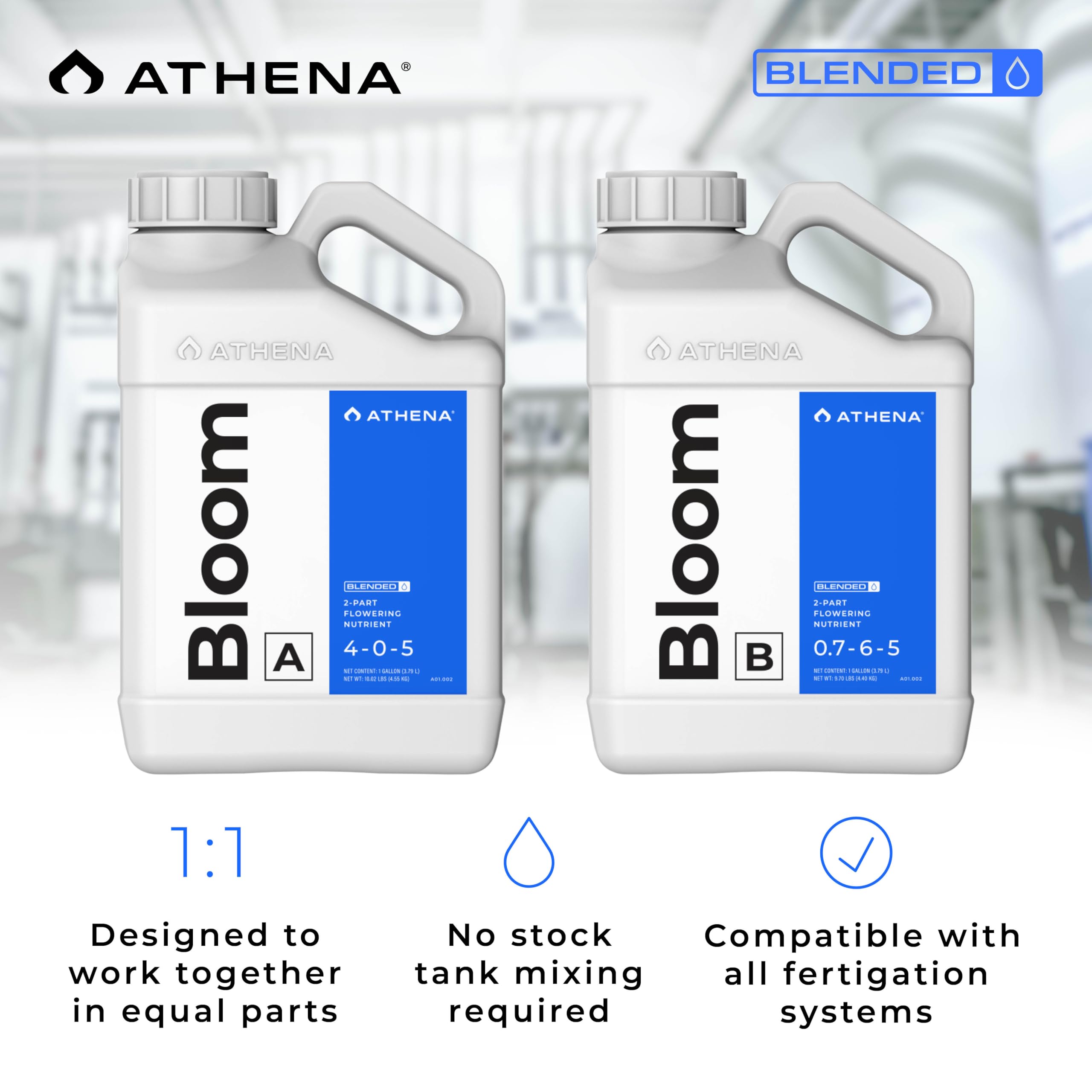 Athena Blended Bloom A&amp;B compatible with automated dosing systems.