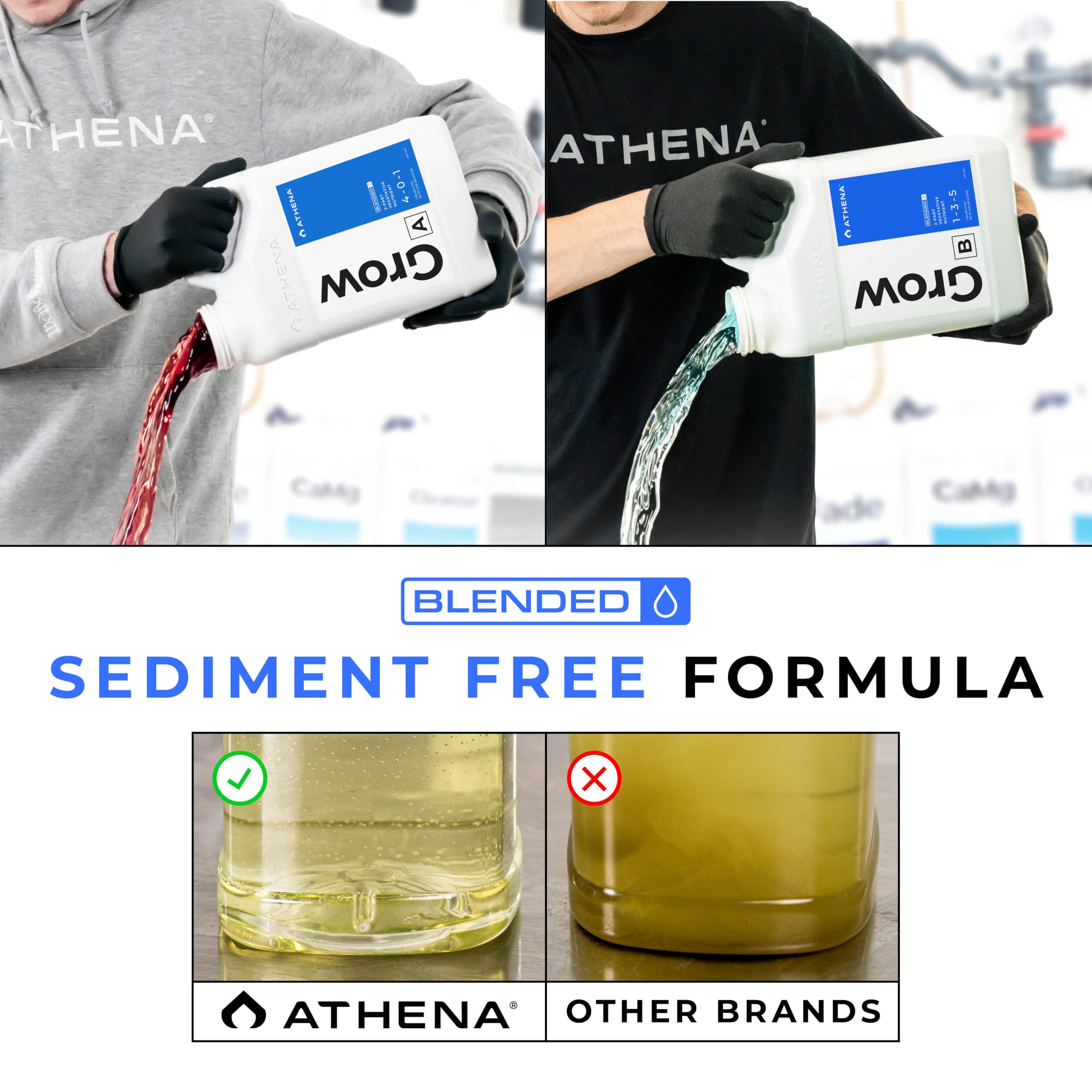 Athena Blended Grow A&B in a hydroponics setup with an aerated reservoir.