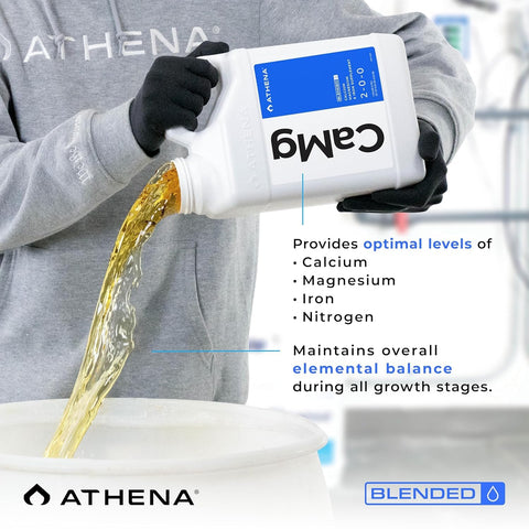 Athena Cal-Mag label closeup highlighting nutrients for plants