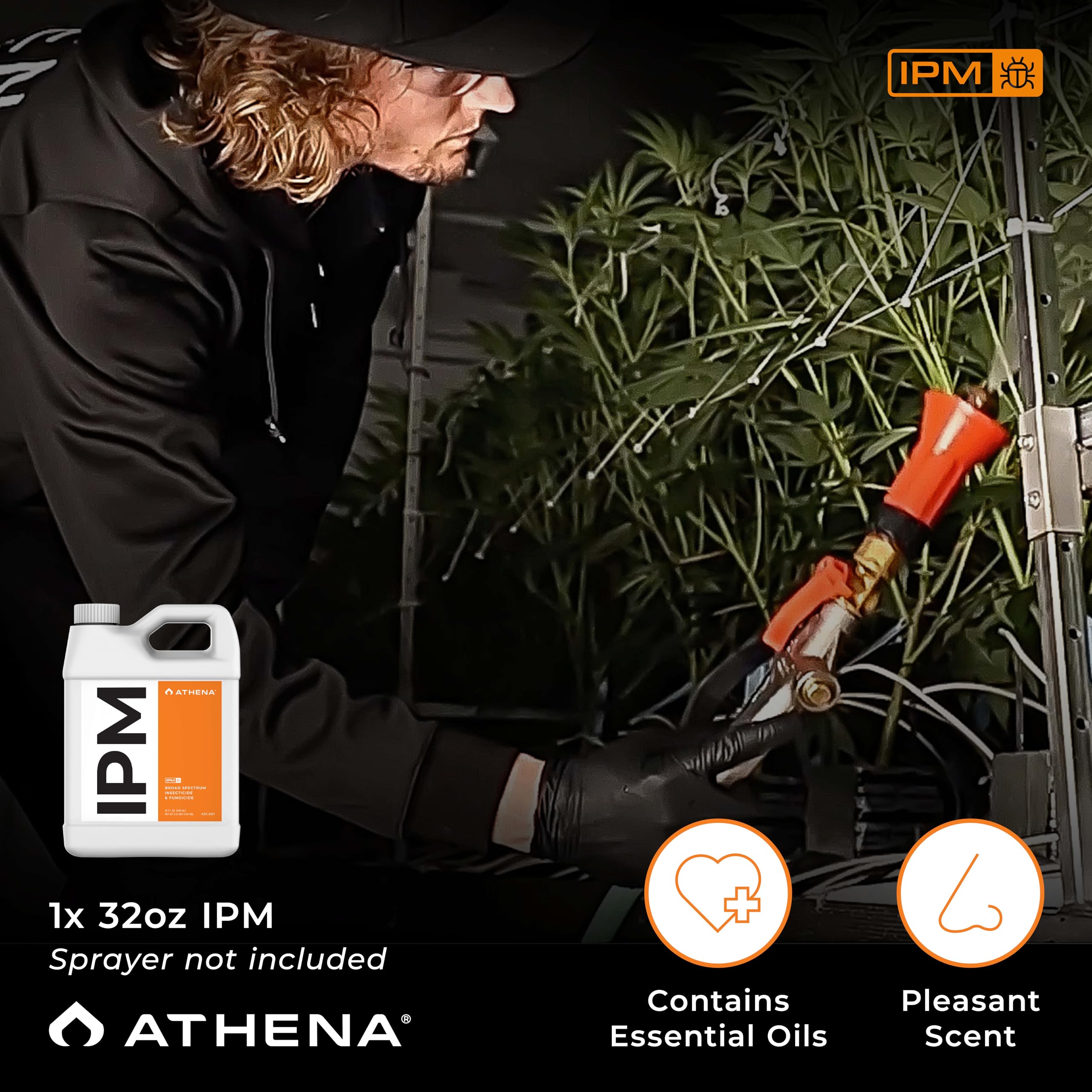 Athena IPM greenhouse-use bottle displayed in a grow space