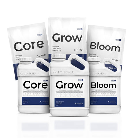 Athena Pro hydroponic nutrients kit packaging for home gardeners, ready for compact setups.