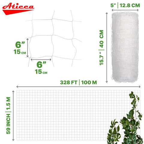 ATICCA 6-inch mesh garden trellis closeup highlights durable, sun-resistant construction.