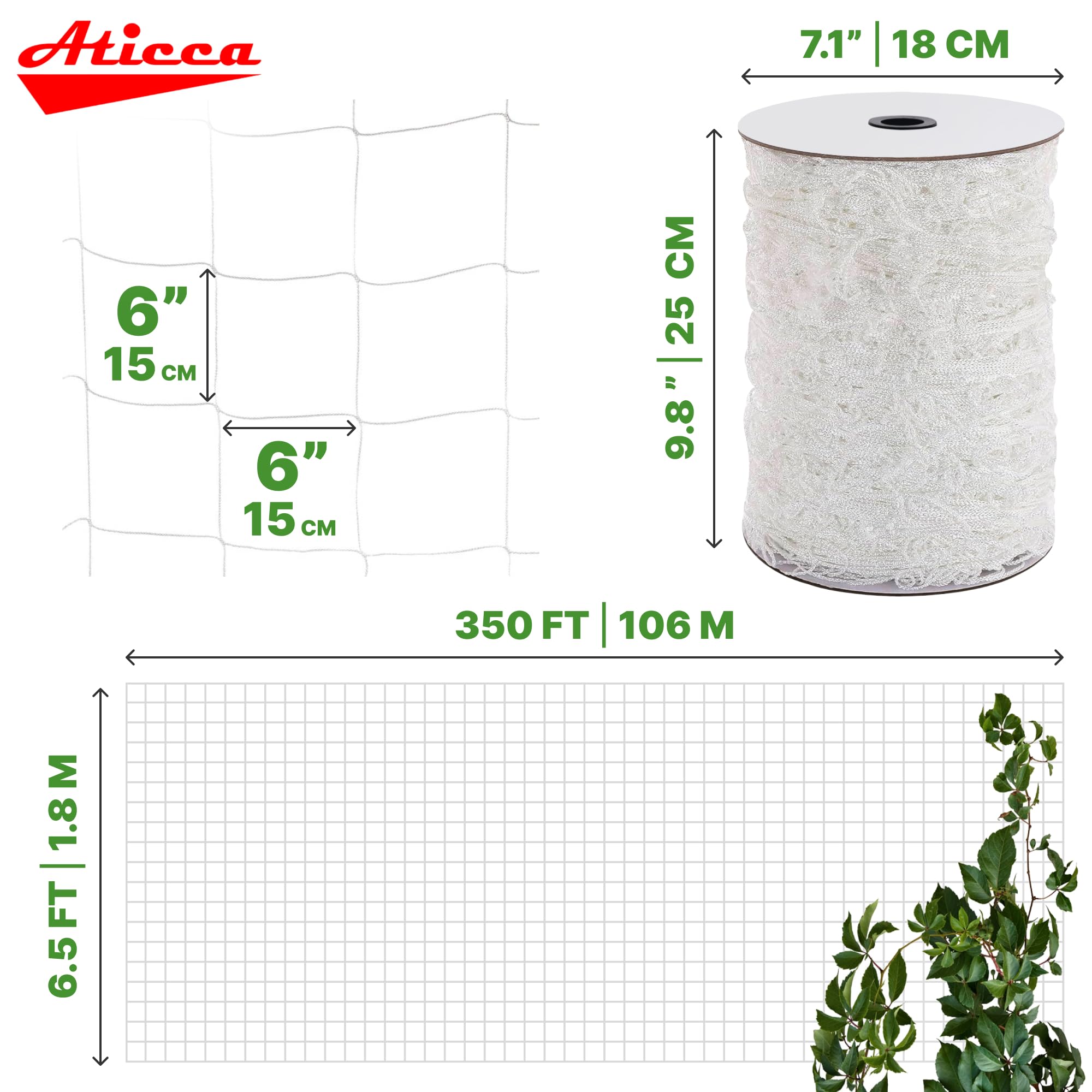 ATICCA Trellis Netting showing easy cut and wrap installation around a garden structure