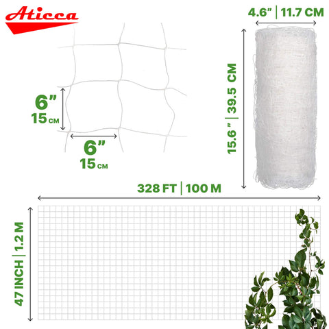 ATICCA trellis netting strong plastic mesh close-up shows durable material for long-lasting support.