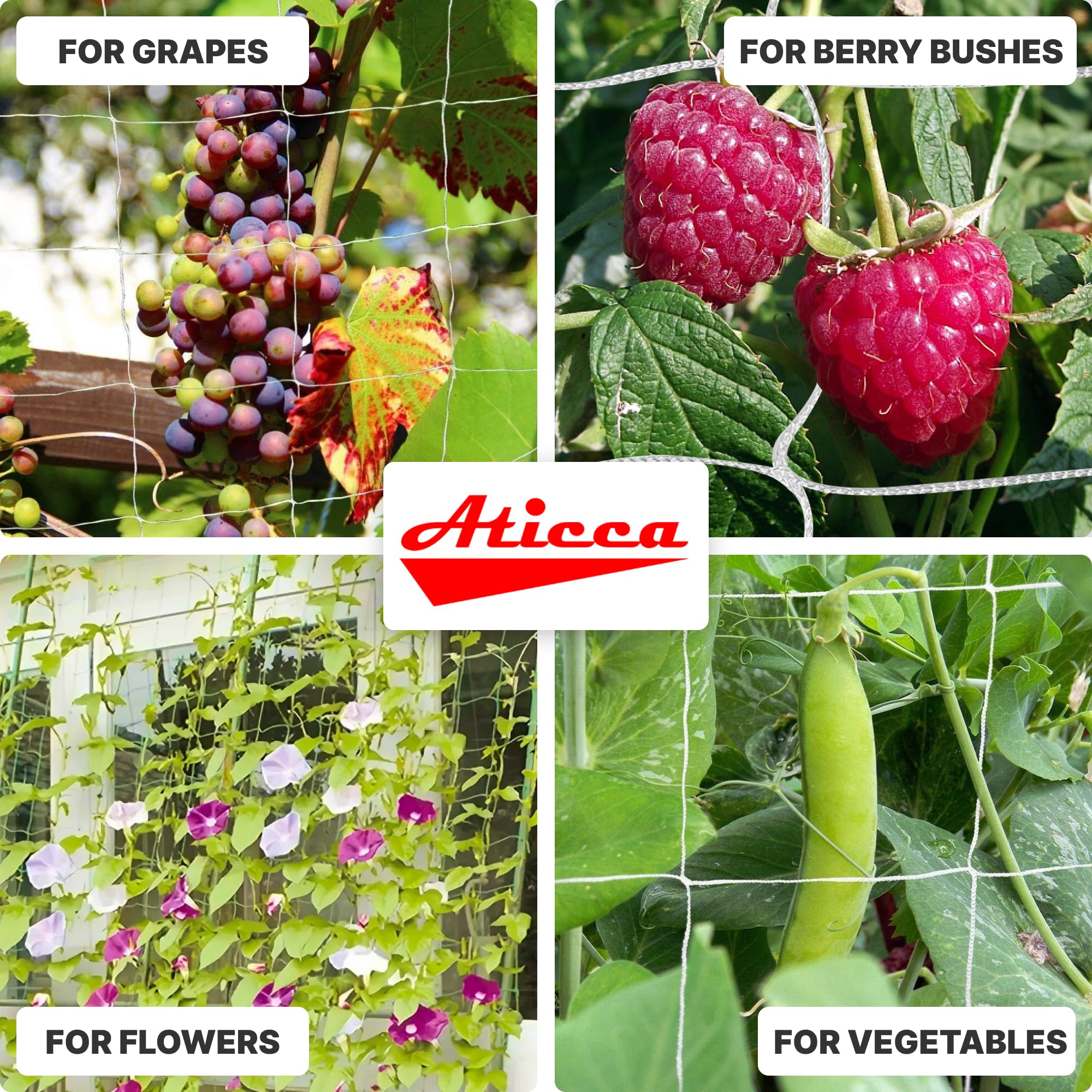 ATICCA Trellis Netting demonstrating sun-resistant garden mesh for outdoor use