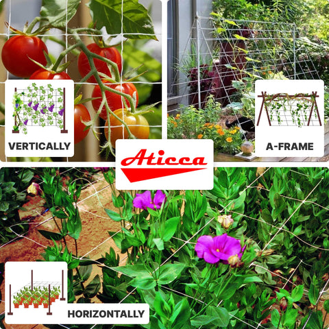 ATICCA white garden netting enhances sun exposure and airflow for healthy growth.