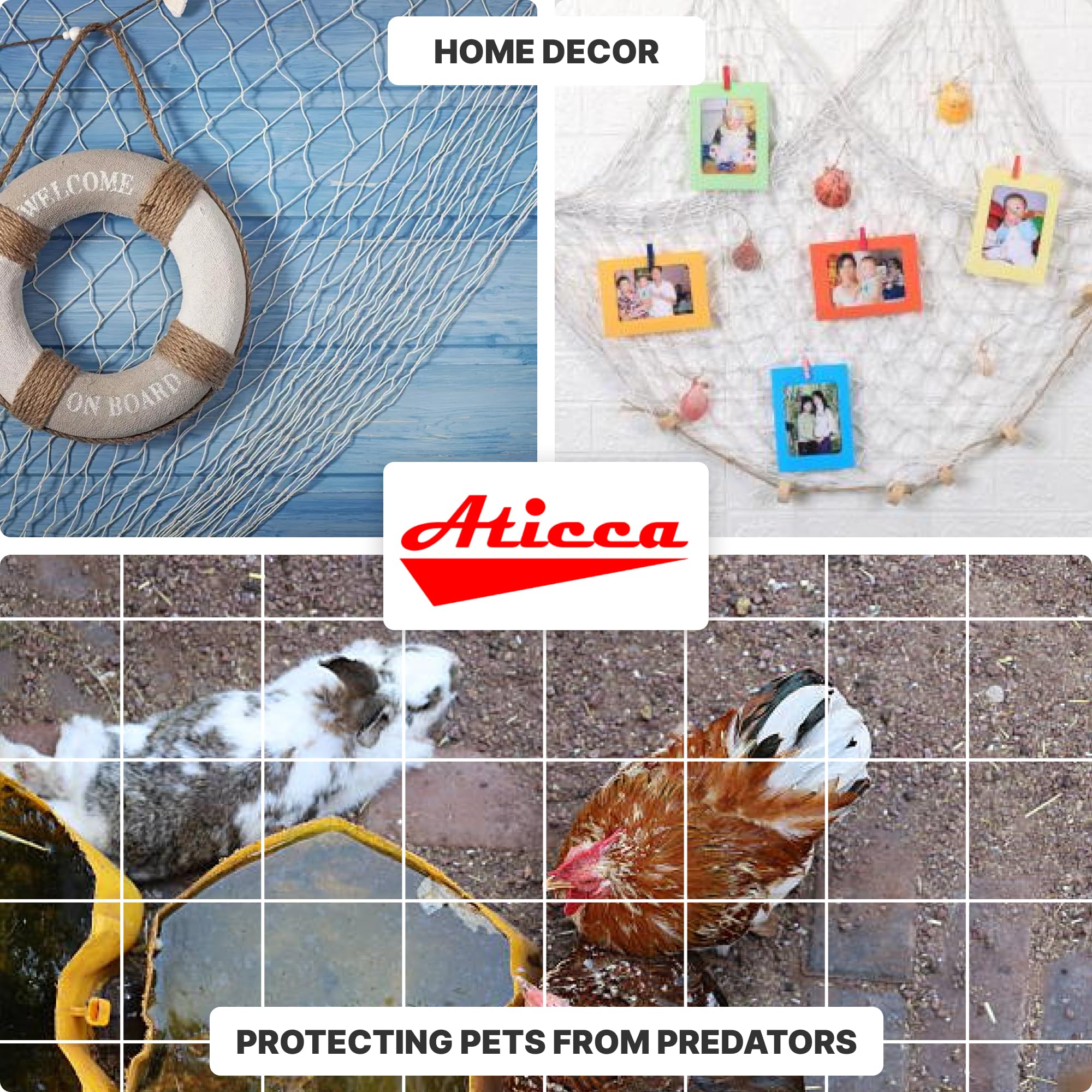 ATICCA heavy-duty trellis netting on roll enhances sun exposure and plant elevation.
