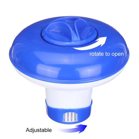 ATIE mini dispenser with collapsible tank extended for travel-friendly pool setups.