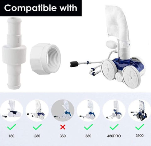 ATIE Polaris connection in use improves hose integration during pool cleaning.