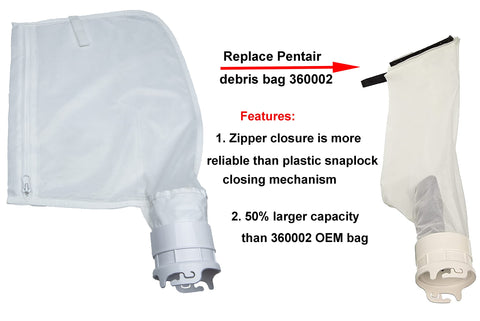 ATIE bag demonstrates 50% larger capacity for debris collection.