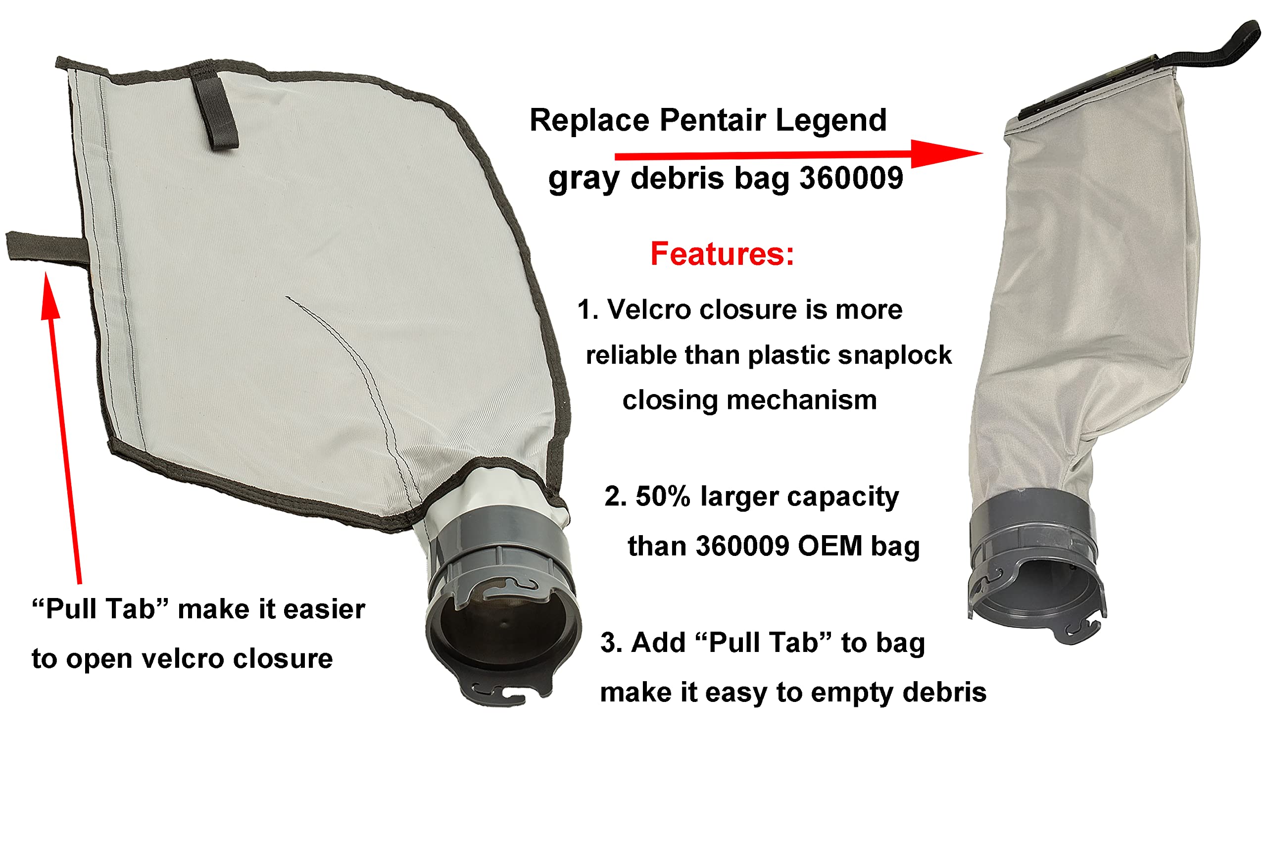ATIE bag featuring a pulling tab for quick opening and debris dumping.