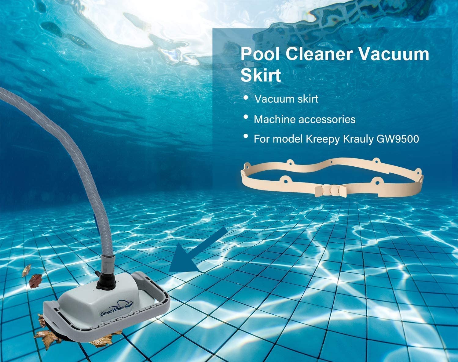 ATIE pool cleaner skirt wraps around the lower body for easy installation.