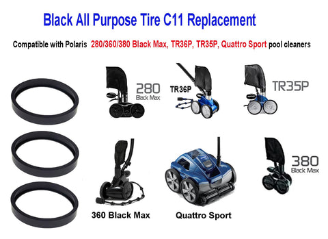 ATIE C11 tire for Black Max 360 delivering reliable traction without surface damage.