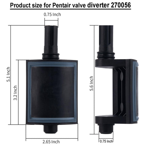 ATIE pool diverter valve assembly 270056 side view showing compact profile for tight spaces.