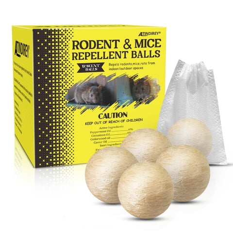 Atindirey rodent-repellent balls 12-pack deter mice in pantry and garage with long-lasting peppermint scent