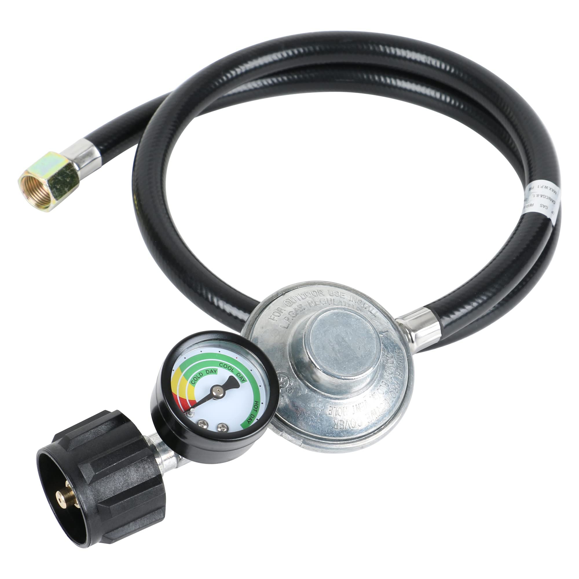 ATKKE 3ft propane hose regulator with gauge shows remaining fuel clearly for safe grilling