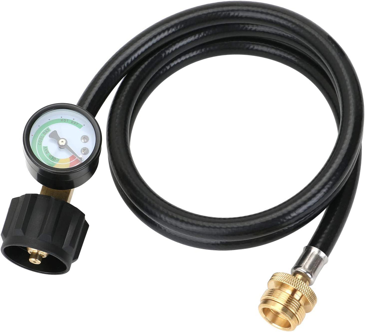 ATKKE propane hose adapter 4ft with gauge connects 20lb tanks for versatile grilling.