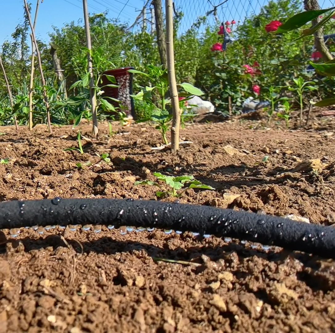 Atlantic 1-2 inch diameter hose delivers gentle seep irrigation at 60 psi.