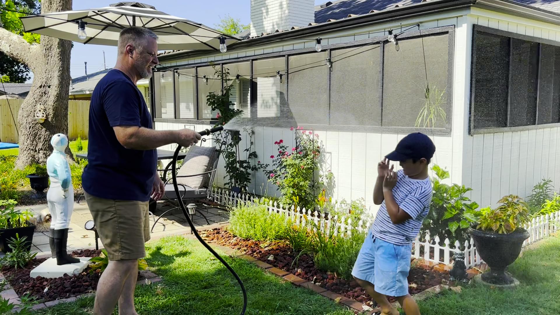 Atlantic hose helps clean decks and outdoor surfaces effectively.