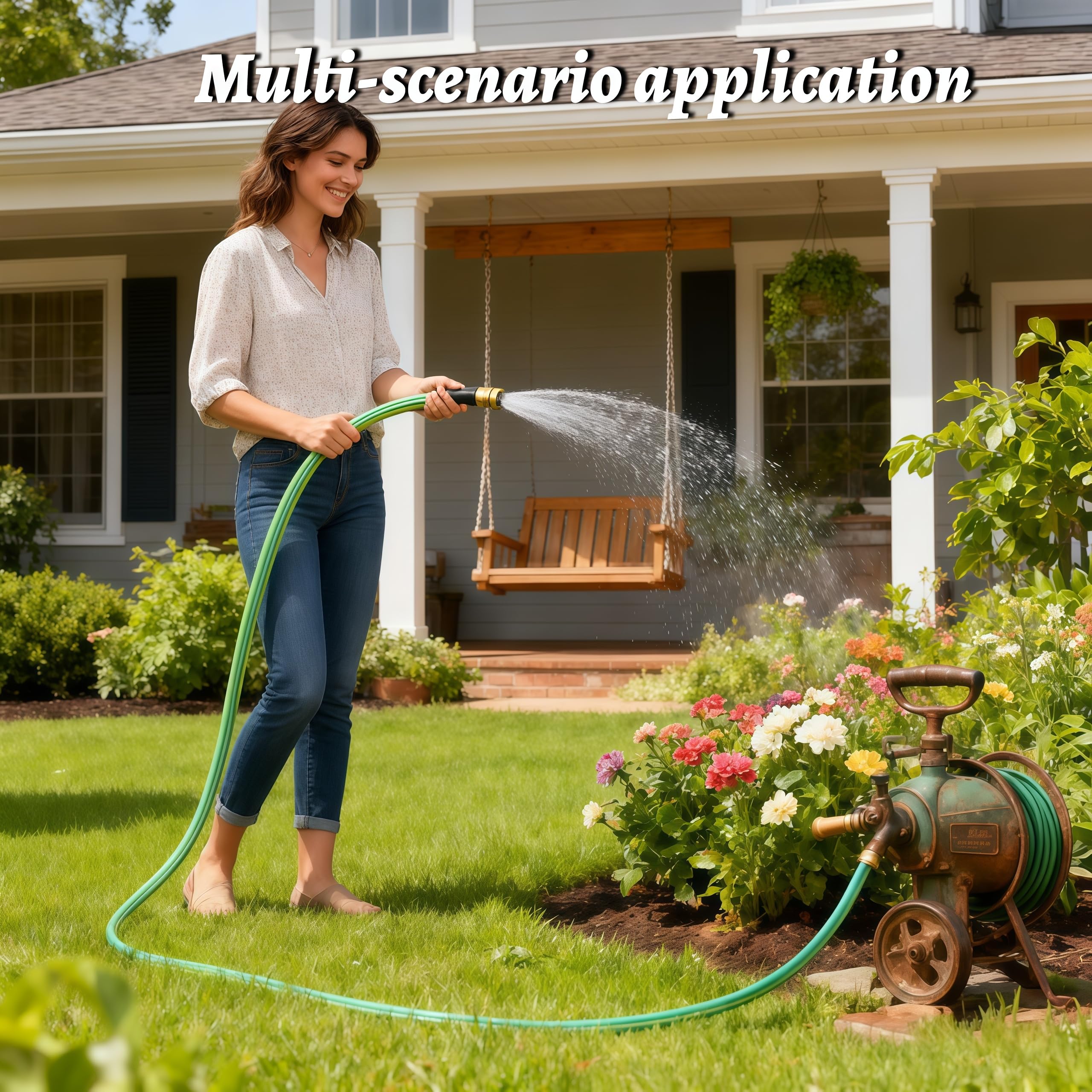 Atlantic green hose blends into the garden while providing reliable water flow.