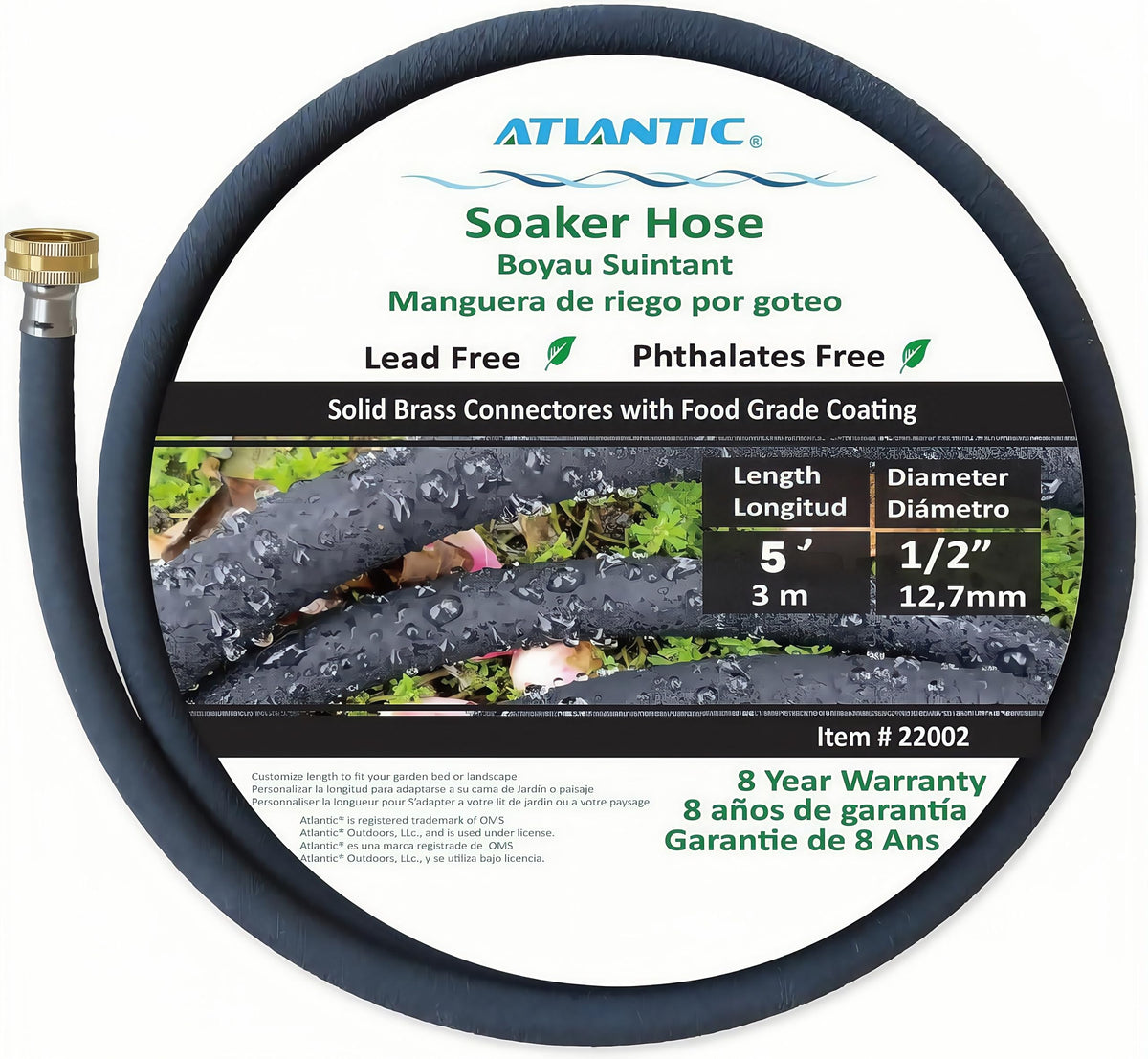 Atlantic short soaker hose 5ft laid along a raised bed for targeted irrigation.
