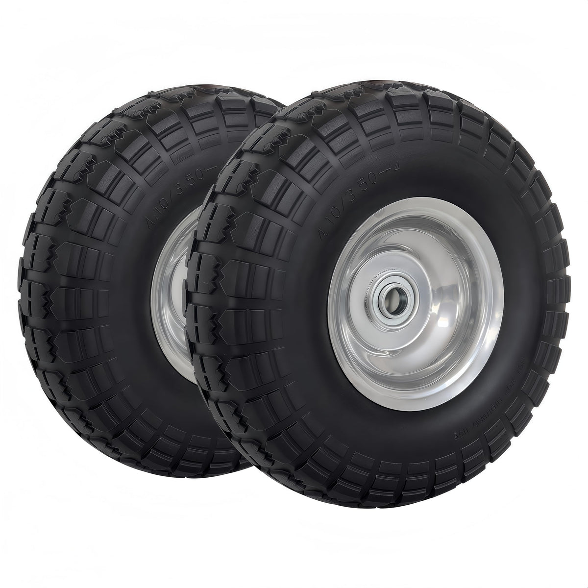 Atlantic solid PU wheel side view shows rugged 10-inch design for heavy-duty hand trucks.