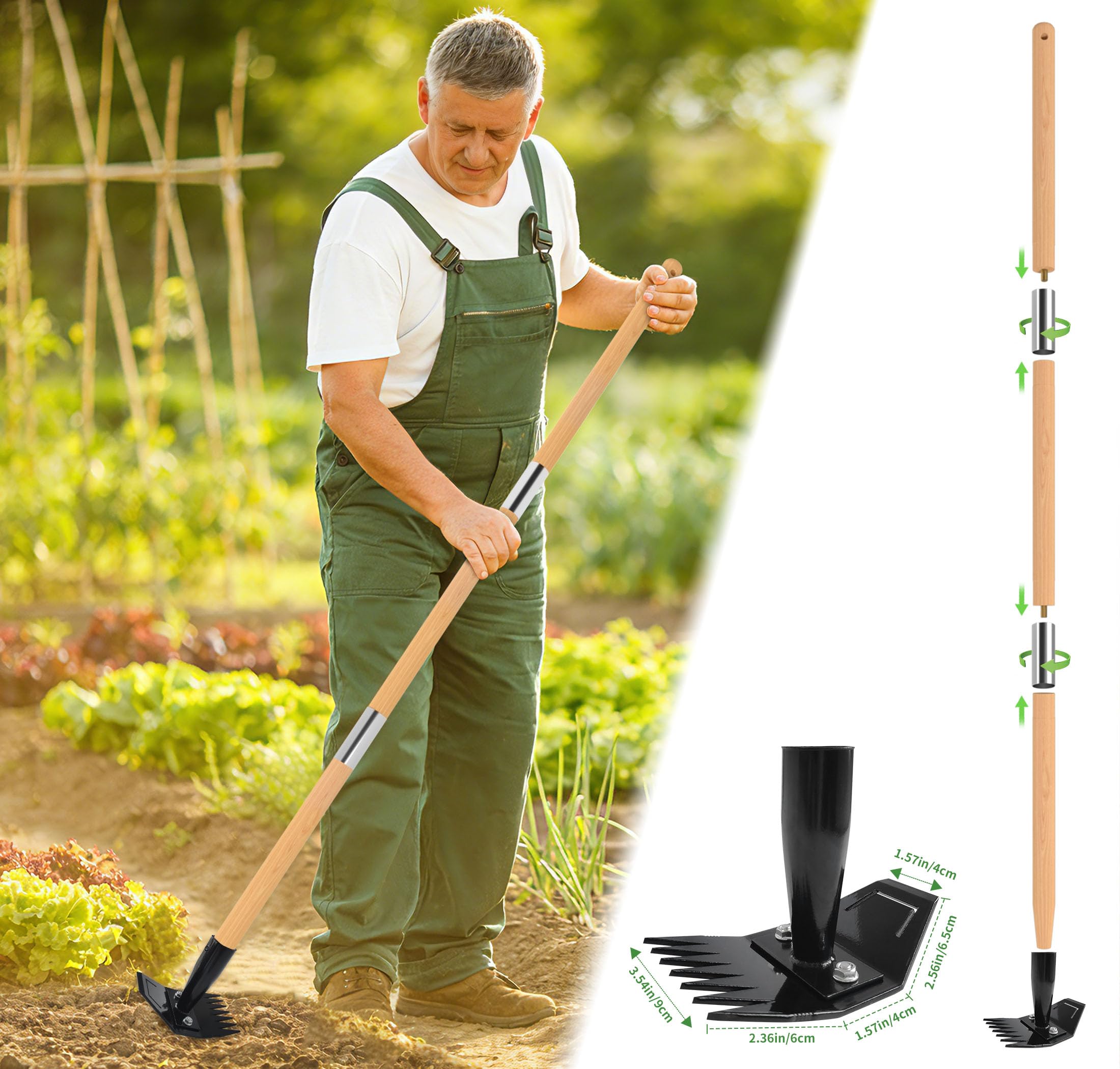 ATLRGISL weed puller natural bamboo handle reduces back strain during long sessions