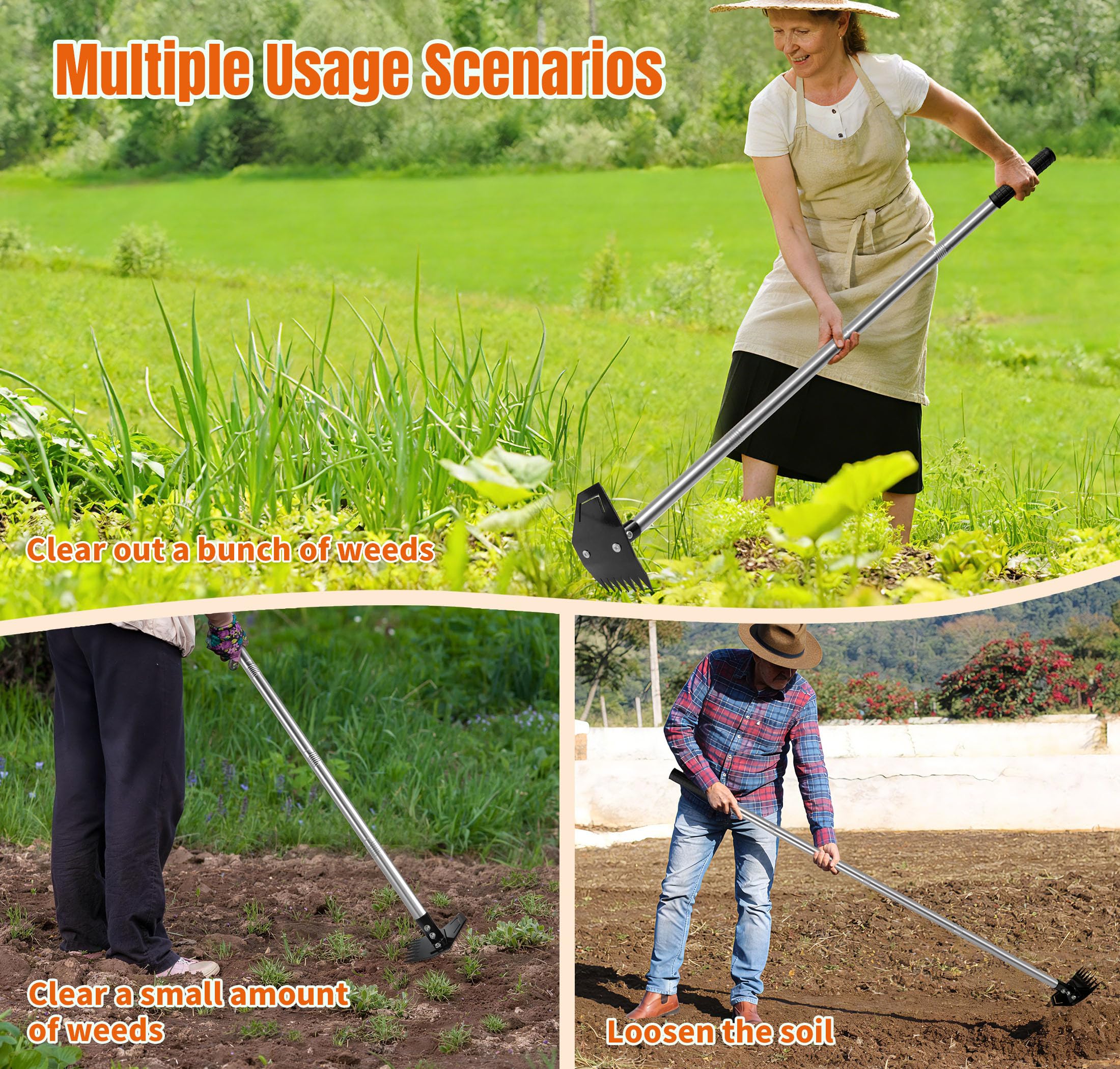 ATLRGISL 2-in-1 tool for cultivation and uprooting in beds.