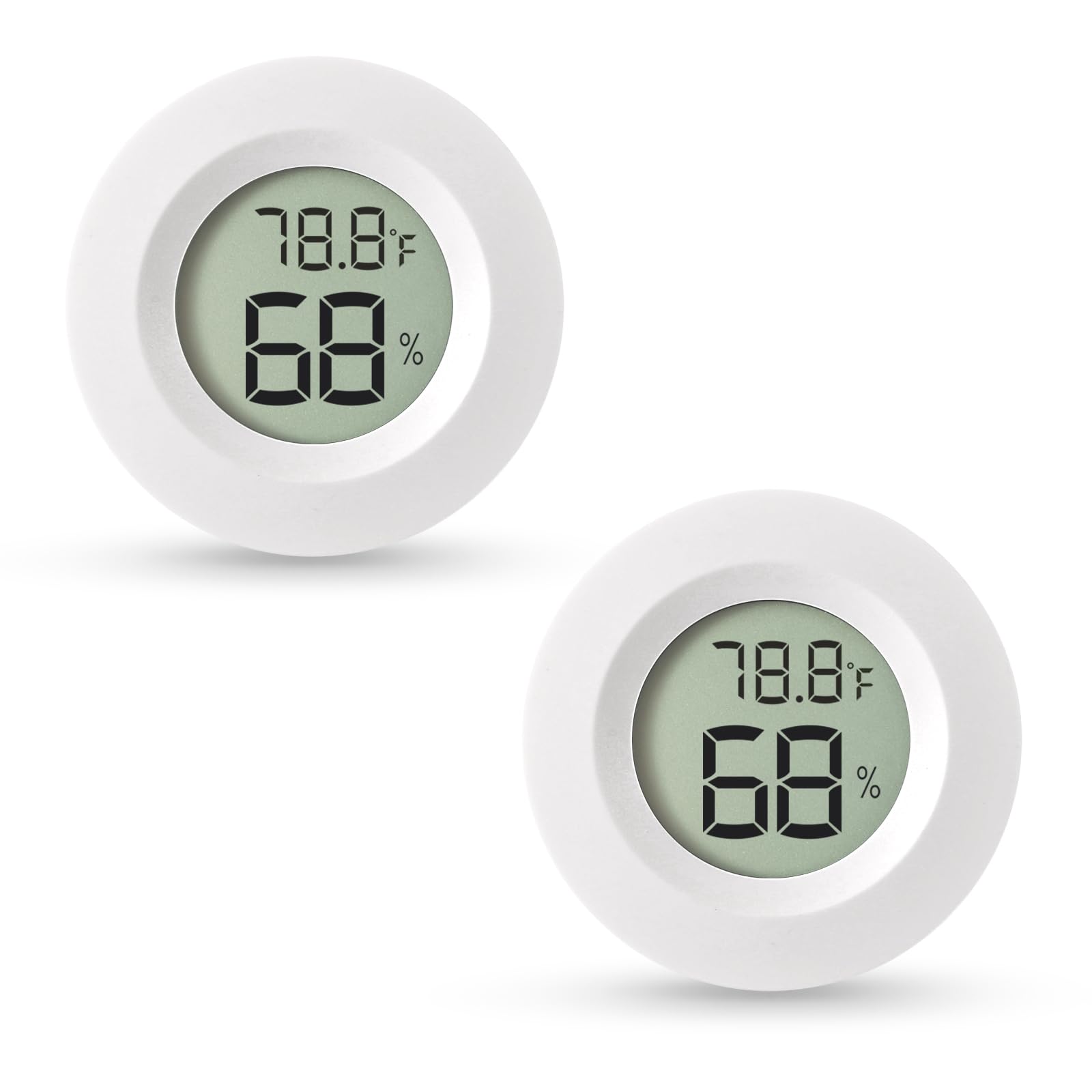 Atogou 2-pack mini hygrometers for accurate indoor outdoor humidity readings.