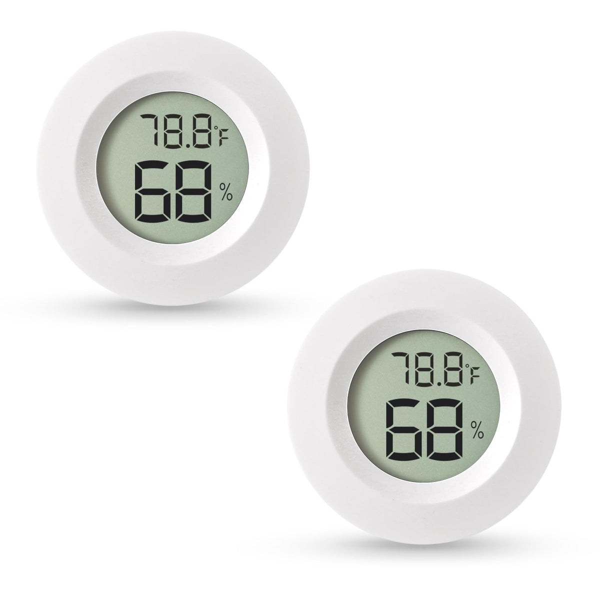 Atogou 2-pack mini hygrometers for accurate indoor outdoor humidity readings.