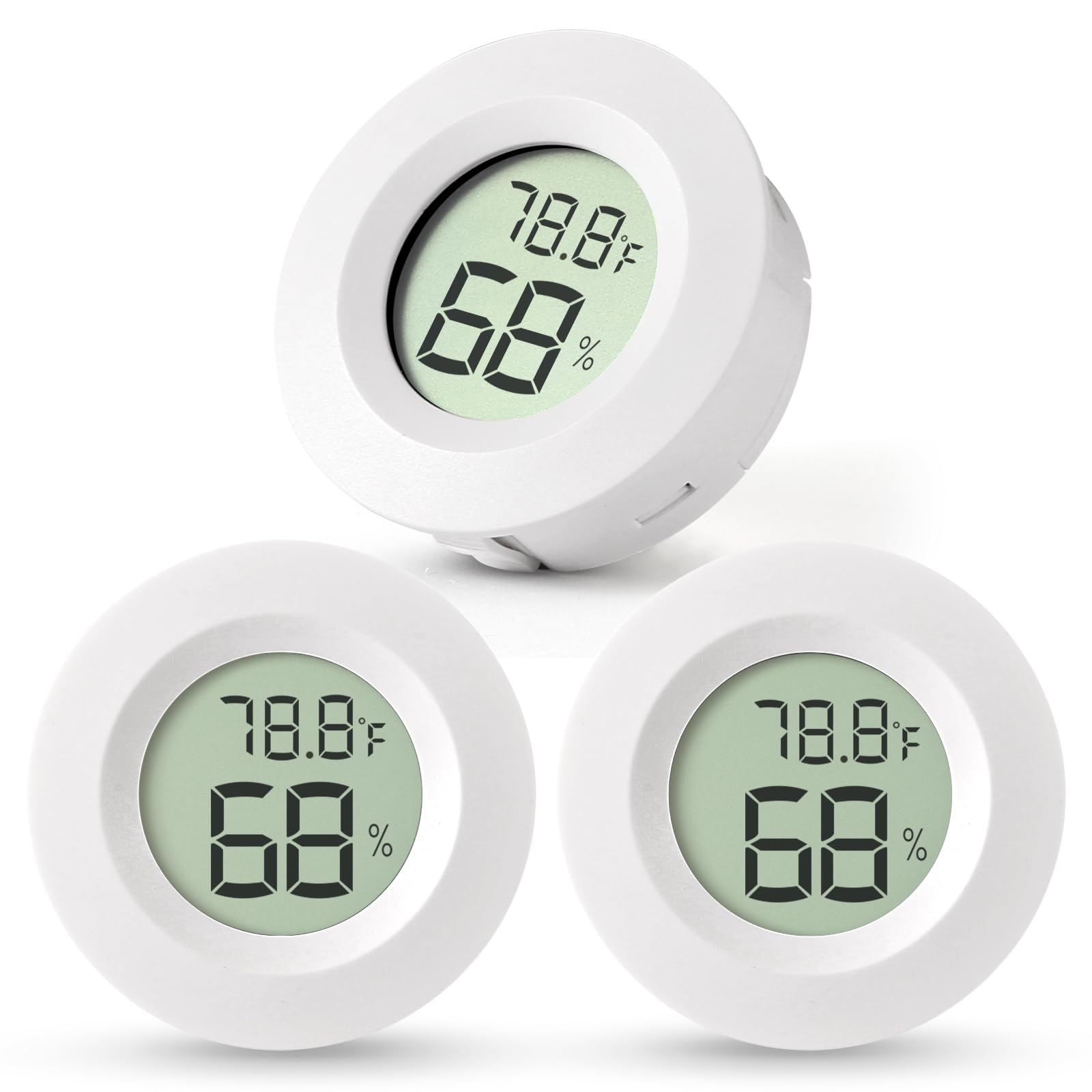 Atogou mini hygrometer front view with humidity and temperature readout for quick room checks.